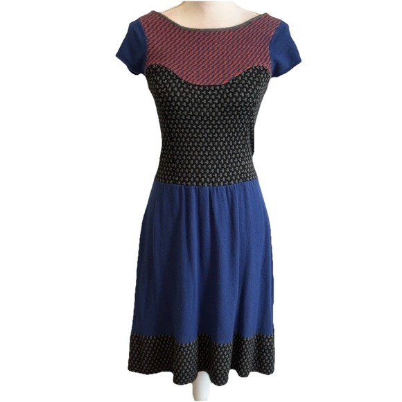 Anthropologie Sparrow Sweater Dress Lambs Wool Blend Fit And Flare  Sz XS EUC - Picture 1 of 10